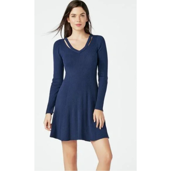 JustFab Cutout Fit & Flare Sweater Dress Blue Teal 1X NWT - Picture 1 of 6